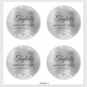Sticker Pailleté Argent Cercles 6" 40e Anniversaire