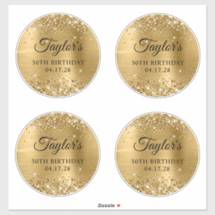 Sticker Pailleté Or Cercles 6" 50e Anniversaire