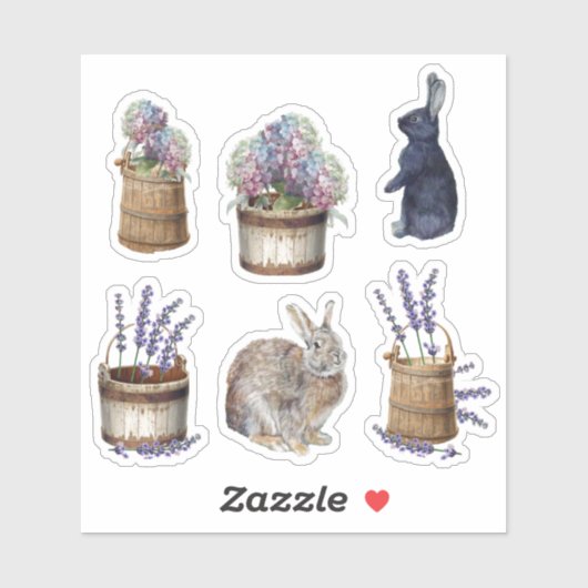 Sticker Paillette de fleurs Hydrangea Lavender ferme lapin (Feuille)