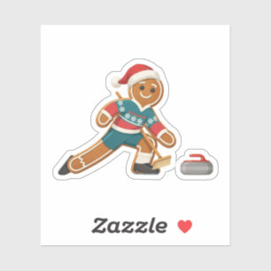 Sticker Pain d'épice Curling Noël 2026 Vacances Hiver