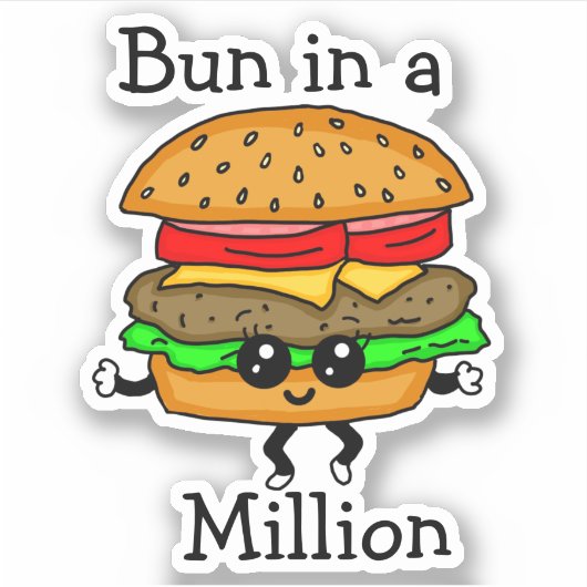 Sticker Pain hamburger Bun dans un million de jeux de mots (Devant)