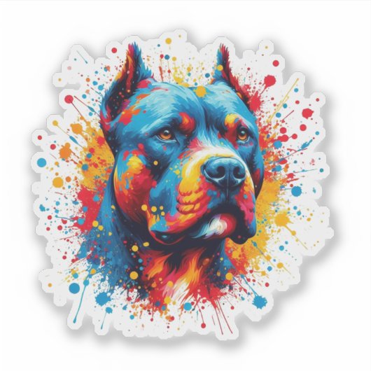 Sticker Paint Splatter Pitbull (Devant)