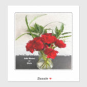 Sticker Painted Red Roses on Black and White Background (Feuille)