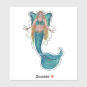 Sticker Paisible intérieure de sirène papillon par Renee L (Feuille)