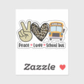 Sticker Paix, Amour, Bus scolaire (Feuille)