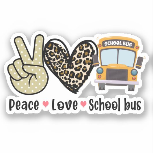 Sticker Paix, Amour, Bus scolaire (Recto)