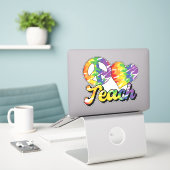 Sticker Paix Amour Enseigner Coloré (Ordinateur portable sur le bureau)