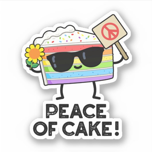 Sticker Paix Du Gâteau Amusant Pun De Nourriture (Devant)