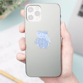 Sticker Pale Blue Pastel Gingham Teddy Bear (Téléphone)