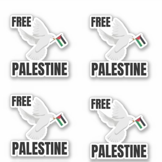 STICKER PALESTINE LIBRE AVEC PAIX DOVE (Devant)