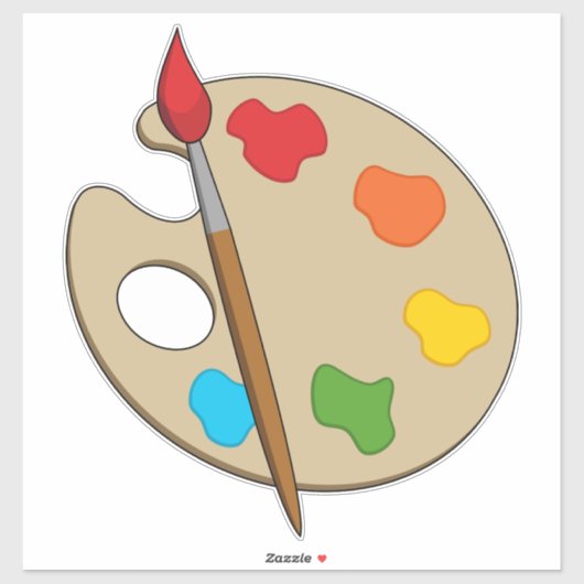 Sticker Palette Artiste avec pinceau (Feuille)