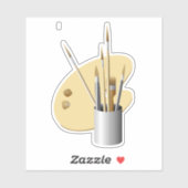 Sticker Palette et brosses d'art (Feuille)