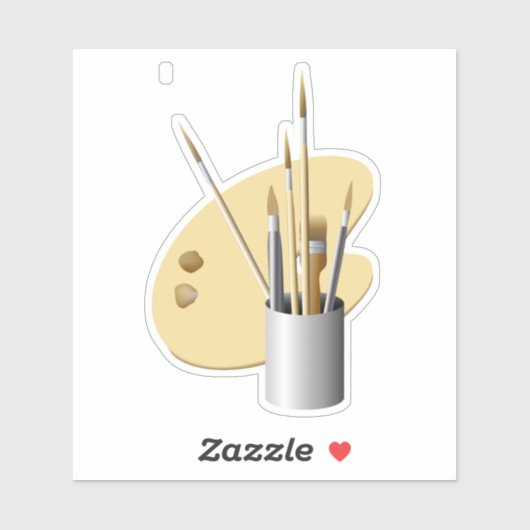 Sticker Palette et brosses d'art (Feuille)