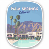Sticker Palm Springs California Pool Hotel Trees Retro (Devant)
