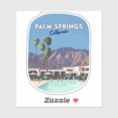 Sticker Palm Springs California Pool Hotel Trees Retro (Feuille)