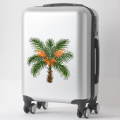 Sticker Palmier Tropical Avec Fleurs Orange Clair (Sur valise)