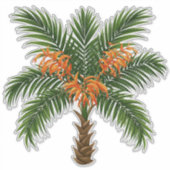 Sticker Palmier Tropical Avec Fleurs Orange Clair (Devant)
