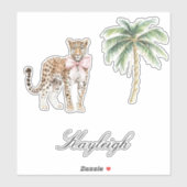 Sticker Palmier tropical Cheetah Leopard (Feuille)