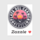 Sticker Palmiers Sunset Playa del Carmen Retro dans les an (Feuille)
