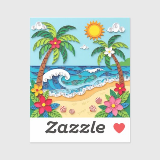 Sticker Palmiers sur la Plage (Feuille)