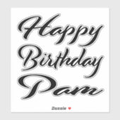 Sticker Pam Nom Prénom Anniversaire de la Broderie noire (Feuille)