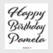 Sticker Pamela Nom Prénom Anniversaire de la Broderie noir (Feuille)