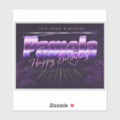 Sticker Pamela Nom Prénom lila retro Anniversaire de Stick (Feuille)
