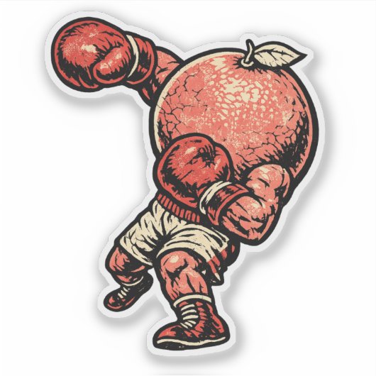 Sticker Pamplemousse K.O. — Boxeur Rétro Vintage  (Devant)