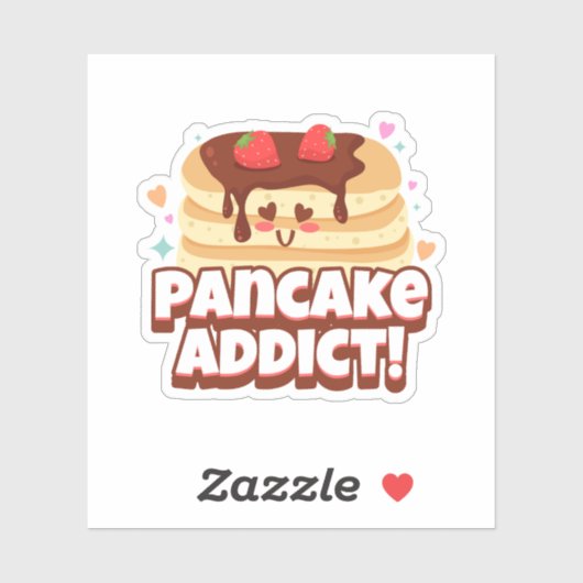 Sticker Pancake Lover Addict Design mignon (Feuille)