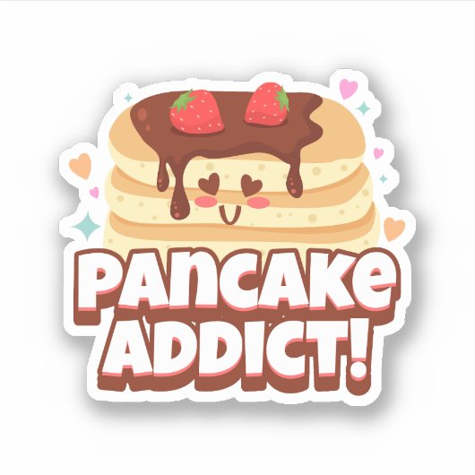 Sticker Pancake Lover Addict Design mignon (Devant)