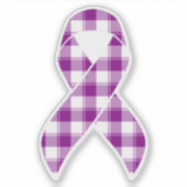 Sticker Pancreatic Cancer Awareness Plaid Ribbon Purple (Devant)