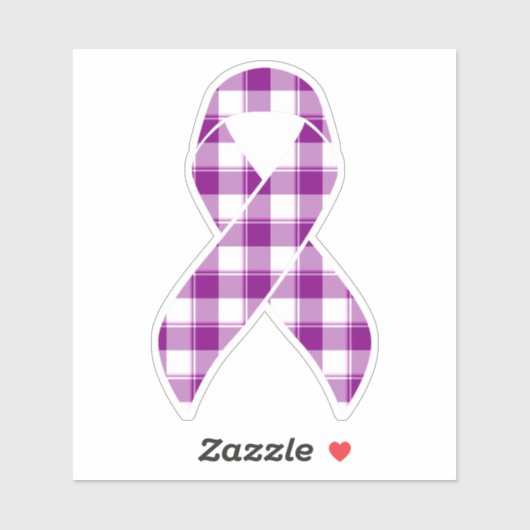 Sticker Pancreatic Cancer Awareness Plaid Ribbon Purple (Feuille)