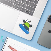 Sticker Panda a Snowboarder (Ordinateur portable avec iPhone)