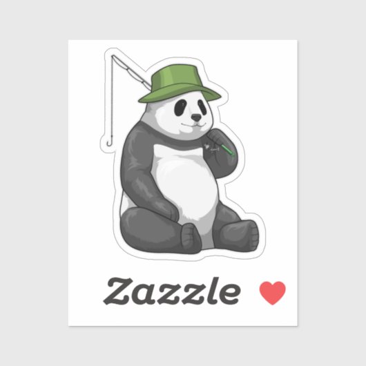 Sticker Panda at Fishing with Fishing rod (Feuille)