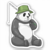 Sticker Panda at Fishing with Fishing rod (Recto)