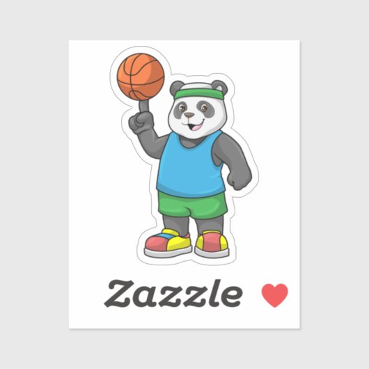 Sticker Panda at Sports with Basketball (Feuille)
