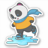 Sticker Panda au patinage sur glace avec patins sur glace  (Devant)