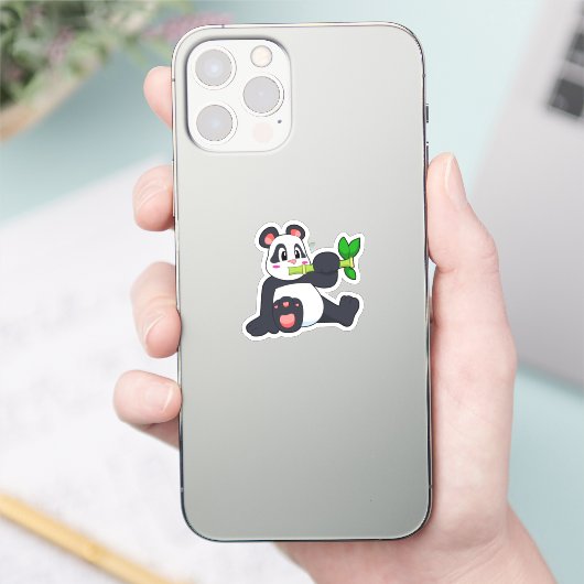 Sticker Panda avec bambou (Téléphone)