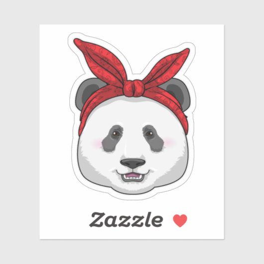 Sticker Panda avec Bandana (Feuille)