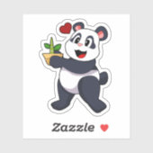 Sticker Panda avec fleur de bambou (Feuille)