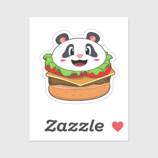 Sticker Panda avec hamburger (Feuille)