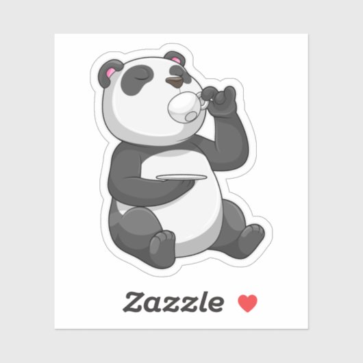 Sticker Panda avec Tea Cup (Feuille)