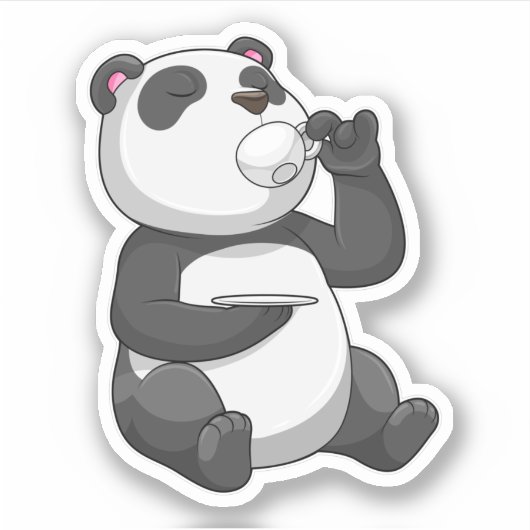 Sticker Panda avec Tea Cup (Devant)