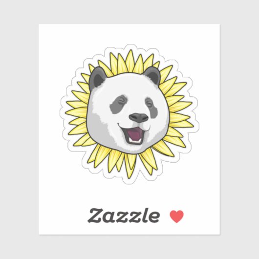 Sticker Panda avec tournesol (Feuille)