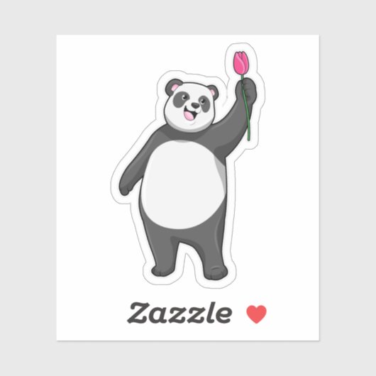 Sticker Panda avec Tulipe (Feuille)