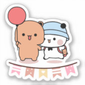 Sticker PANDA BEAR, bubu et dudu câlins ballon d'amour KAW (Recto)