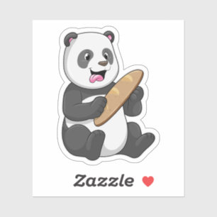 Sticker Panda comme boulanger avec pain