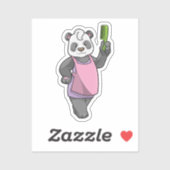 Sticker Panda comme coiffeur avec peigne (Feuille)