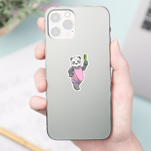 Sticker Panda comme coiffeur avec peigne (Téléphone)