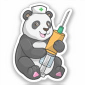 Sticker Panda comme infirmière avec seringue (Recto)